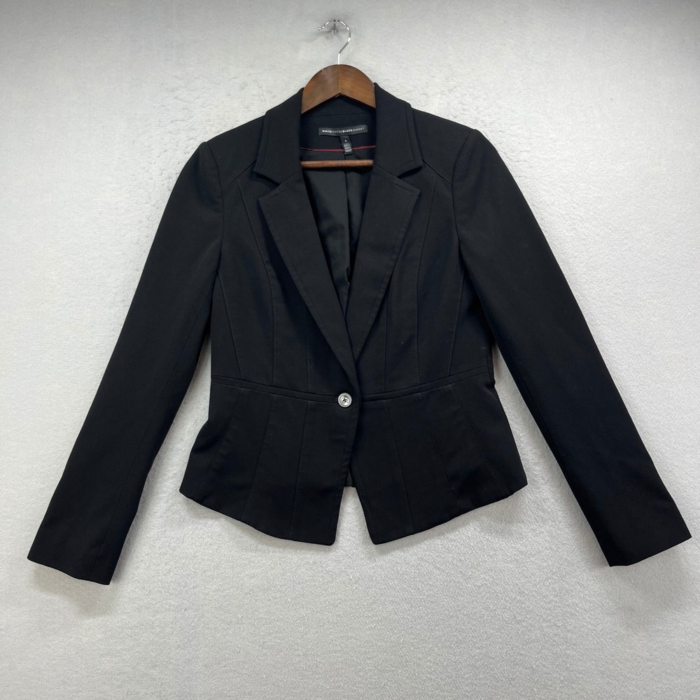 White House Black Market Blazer Womens 4 Black Stretch Tailored Career Workwear